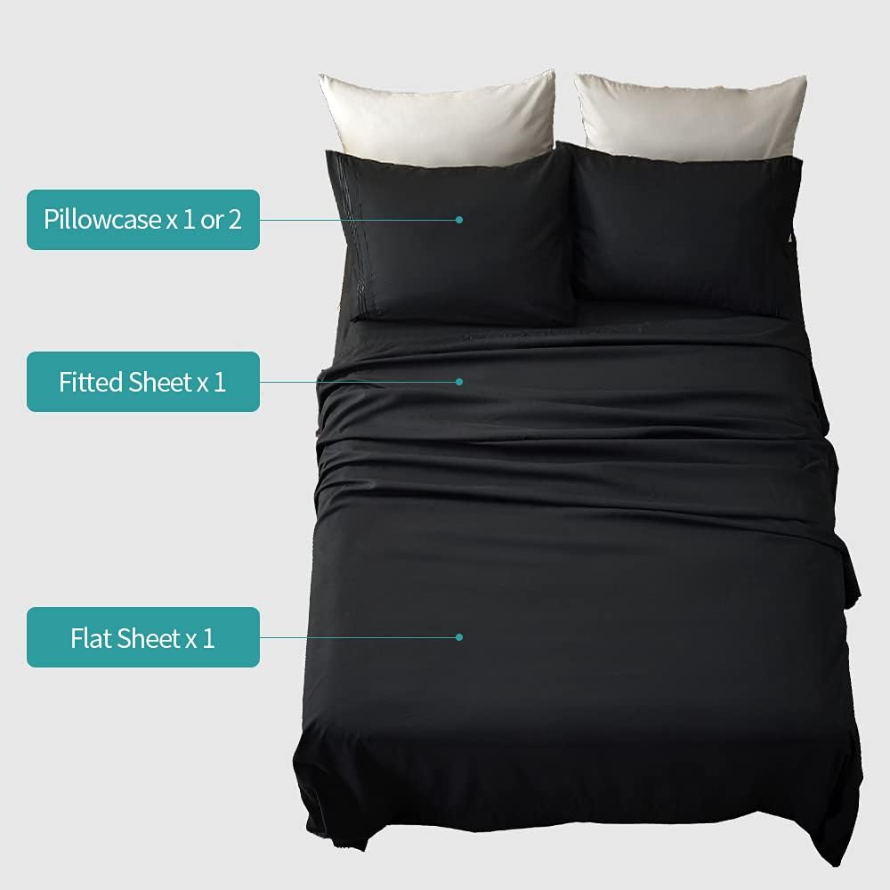 Bed Sheet Set - Brushed Microfiber Bedding - Wrinkle, Fade-Hotel Sheet- Deep Pockets - Easy Fit - Breathable & Cooling Sheets- 4 Piece(Queen,Black) - Image 2